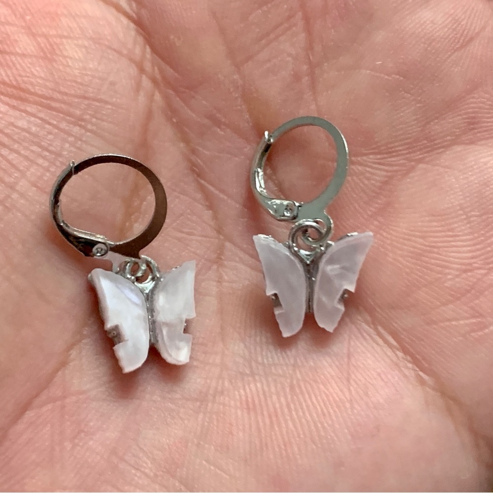 Small Butterfly Dangle Earrings - Picture 4 of 8